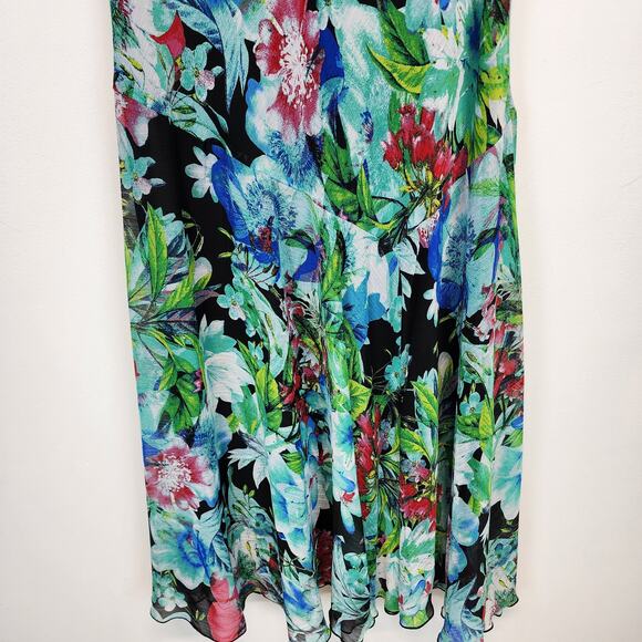 Dressbarn Floral Maxi Dress Size 22W Multicolor Chiffon Flowy Lined Sleeveless - Picture 6 of 11